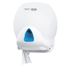 SHP Harmony Professional Mini Jumbo zásobník na toaletný papier v kotúči, biely plast - štandardný, systém T2