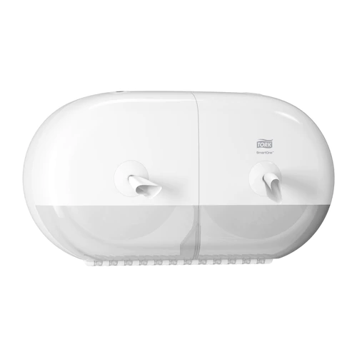 Tork SmartOne mini zásobník na toaletný papier v kotúči, biely plast, malý, dvojitý, systém T9