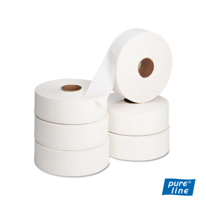 PURELINE Mini Jumbo toaletný papier v kotúči, biely, 2 vrstvy, dĺžka 100 m, 12 ks v kartóne